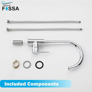 J Bend High-Pressure Kitchen Faucet – 360° Swivel, Chrome Finish - Fossa Home 