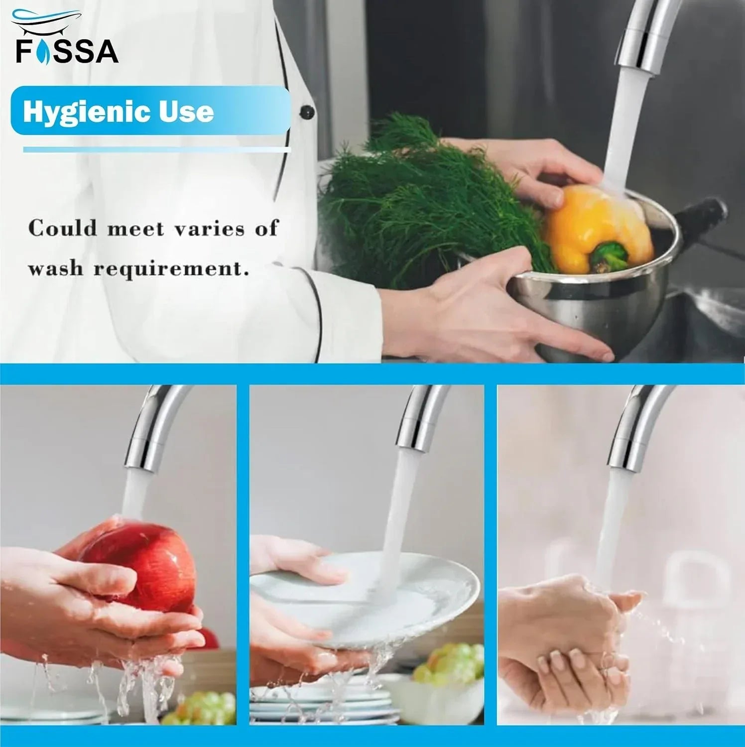 J Bend High-Pressure Kitchen Faucet – 360° Swivel, Chrome Finish - Fossa Home 