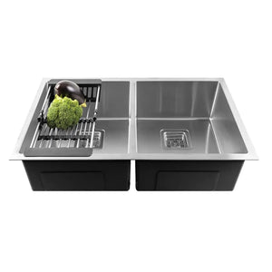 Fossa 32"x20"x10" Inch Double Bowl Premium Stainless Steel Handmade Kitchen Sink Silver Fossa Home