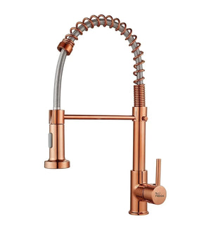 Fossa Kitchen Taps, Kitchen Sink Mixer Tap with Pull Down Sprayer, Kitchen Mixer Taps 1 Hole, 360°Swivel Spring Kitchen Faucet Single Handle Lever, 2 Spray Modes (Chrome Finish) Rose Gold - Fossa Home