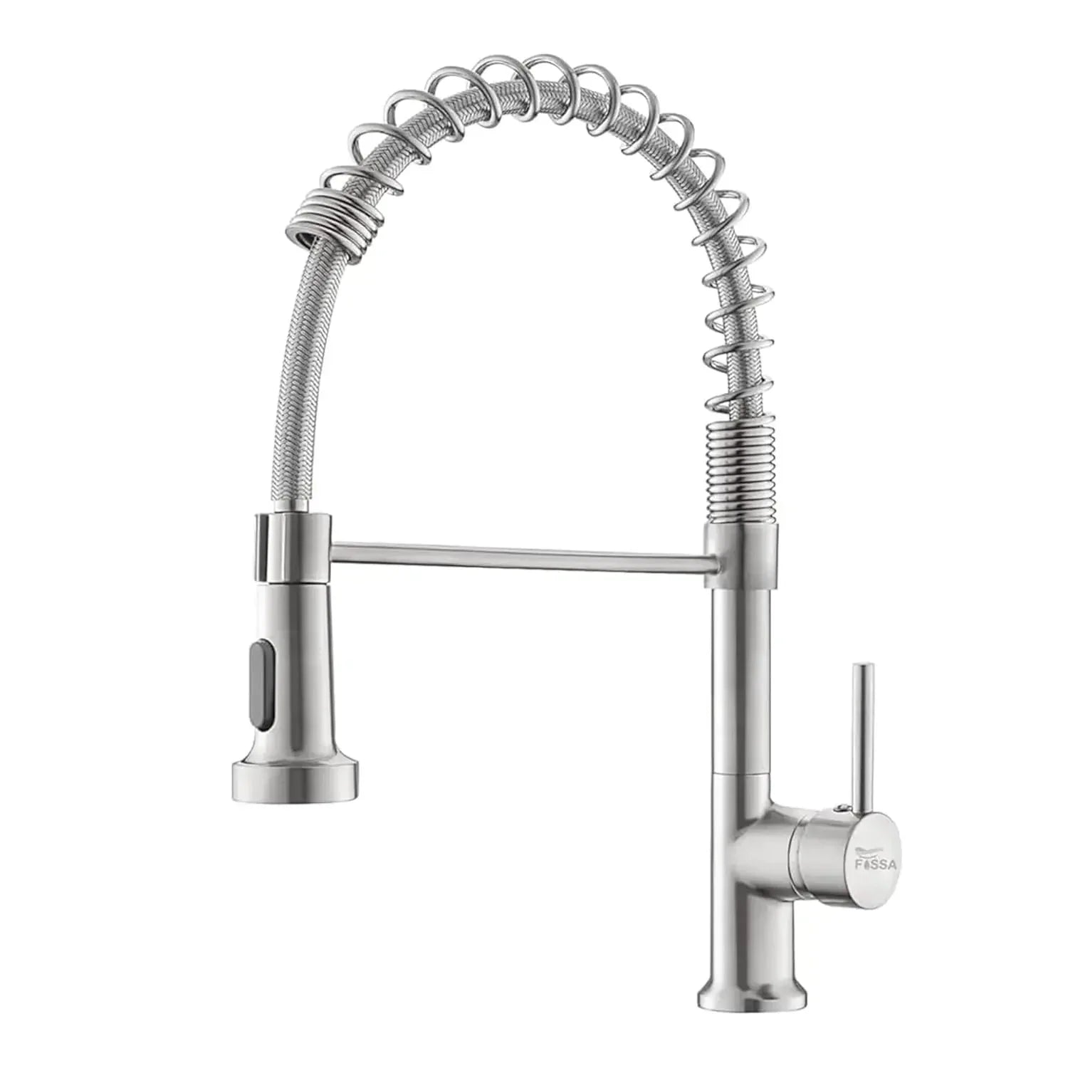 Fossa Kitchen Taps, Kitchen Sink Mixer Tap with Pull Down Sprayer, Kitchen Mixer Taps 1 Hole, 360°Swivel Spring Kitchen Faucet Single Handle Lever, 2 Spray Modes (Chrome Finish) (Silver) - Fossa Home
