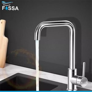 Fossa L Bend Faucet Kitchen Tap, 360° Sink Mixer Taps Spray Head Rotating Faucet Water Aerator for Home Bathroom Laundry, Body Hot and Cold Switch (Chrome Finish) - Fossa Home