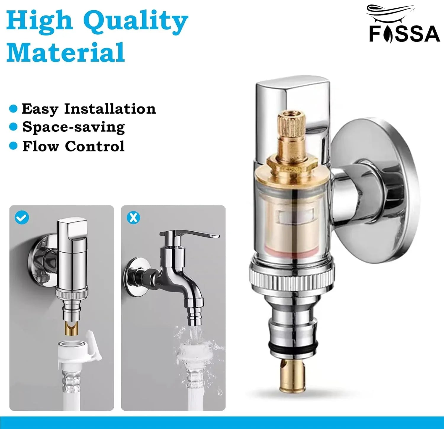 Fossa Laundry Faucet Washing Machine Faucet Water Spigot Outdoor Faucet Handle Hose Faucet Dishwasher Angle Valve (Chrome Finish) - Fossa Home