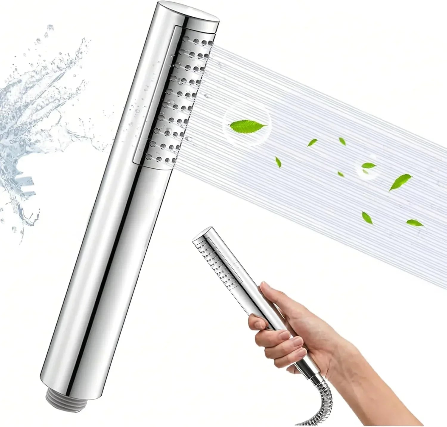 Fossa Peak Handheld Shower Head with Holder and 1.5 Mtr Shower Hose Hand Held Showerhead High Pressure Water Saving Hand Shower Head ABS, 2 Water Outlet Mode (Only Shower) - Fossa Home