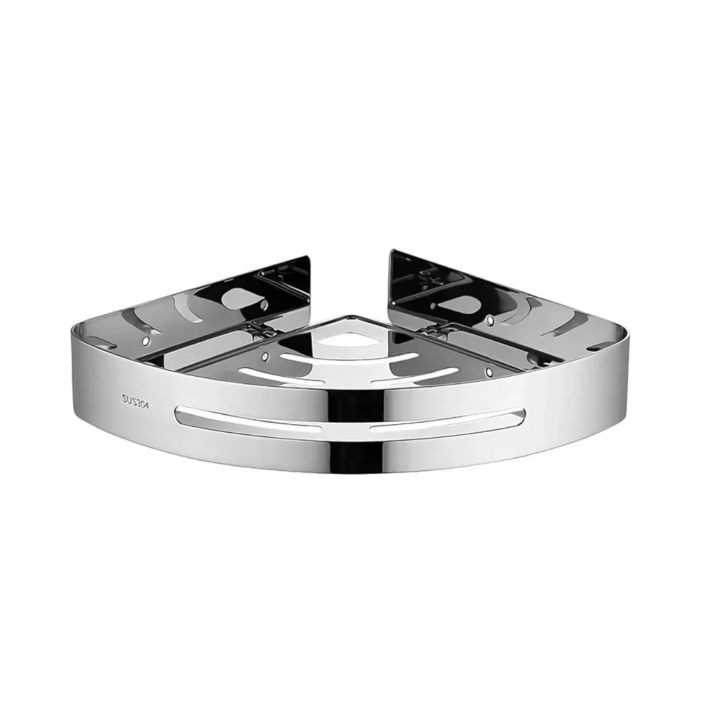 FOSSA Premium Stainless Steel Bathroom Corner Rack, Bathroom Shelf and Rack Stand for Kitchen, Bathroom Steel Corner Wall - Mounted, Bathroom Accessories (Chrome Finish) (Silver) - Fossa Home