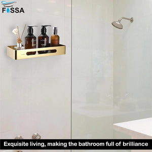 FOSSA Premium Stainless Steel Bathroom Shelf/Kitchen Shelf/Bathroom Shelf and Rack/Wall Storage Shelf/Bathroom Accessories (Gold) 2pc Set - Fossa Home