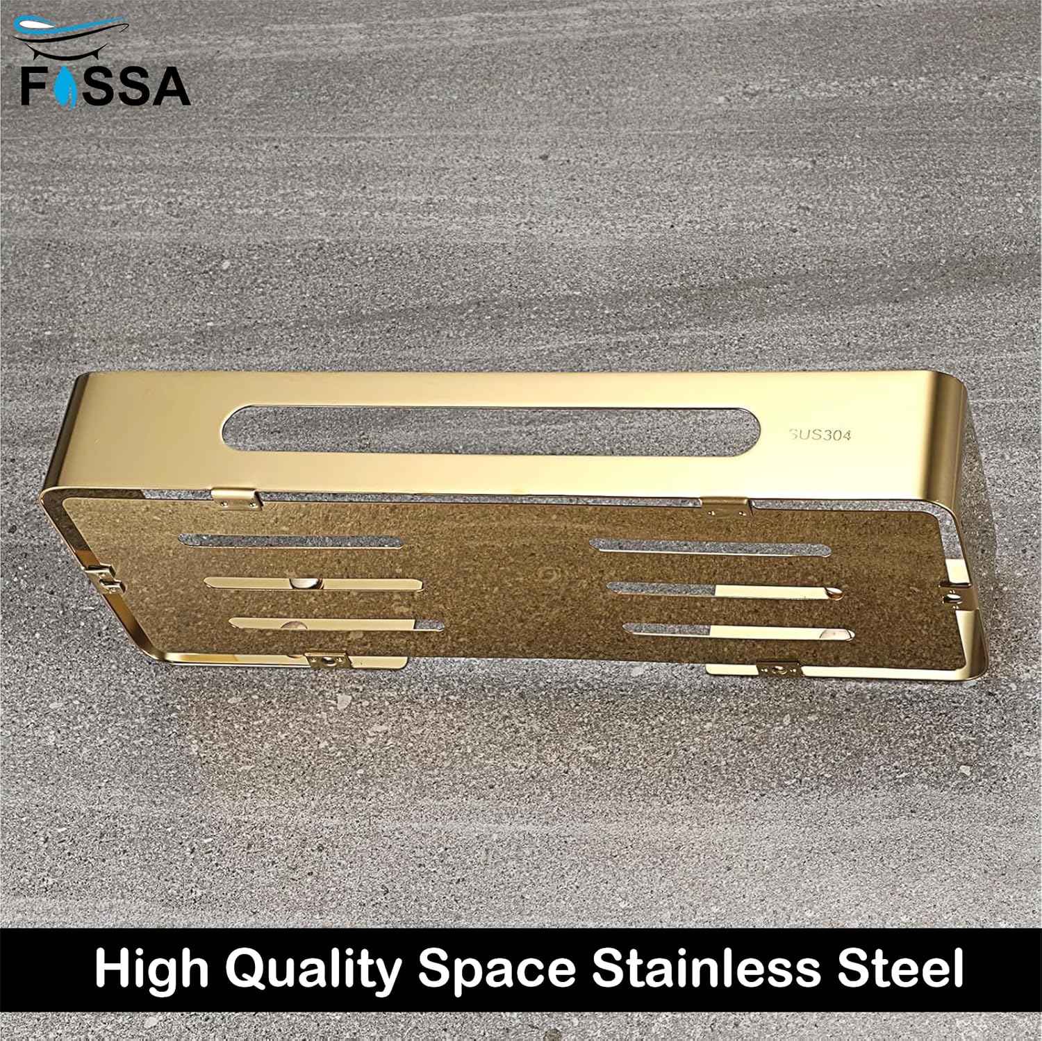 FOSSA Premium Stainless Steel Bathroom Shelf/Kitchen Shelf/Bathroom Shelf and Rack/Wall Storage Shelf/Bathroom Accessories (Gold) 3pc Set - Fossa Home