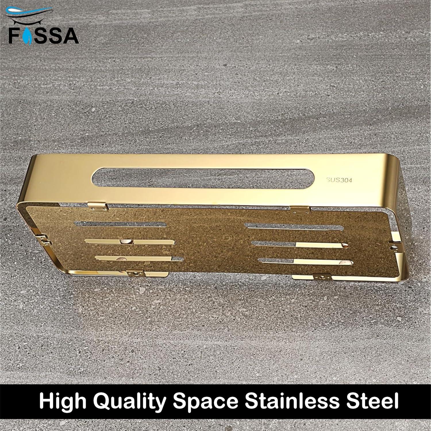 FOSSA Premium Stainless Steel Bathroom Shelf/Kitchen Shelf/Bathroom Shelf and Rack/Wall Storage Shelf/Bathroom Accessories (Gold) 3pc Set - Fossa Home