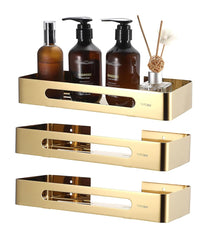 FOSSA Premium Stainless Steel Bathroom Shelf/Kitchen Shelf/Bathroom Shelf and Rack/Wall Storage Shelf/Bathroom Accessories (Gold) 3pc Set - Fossa Home