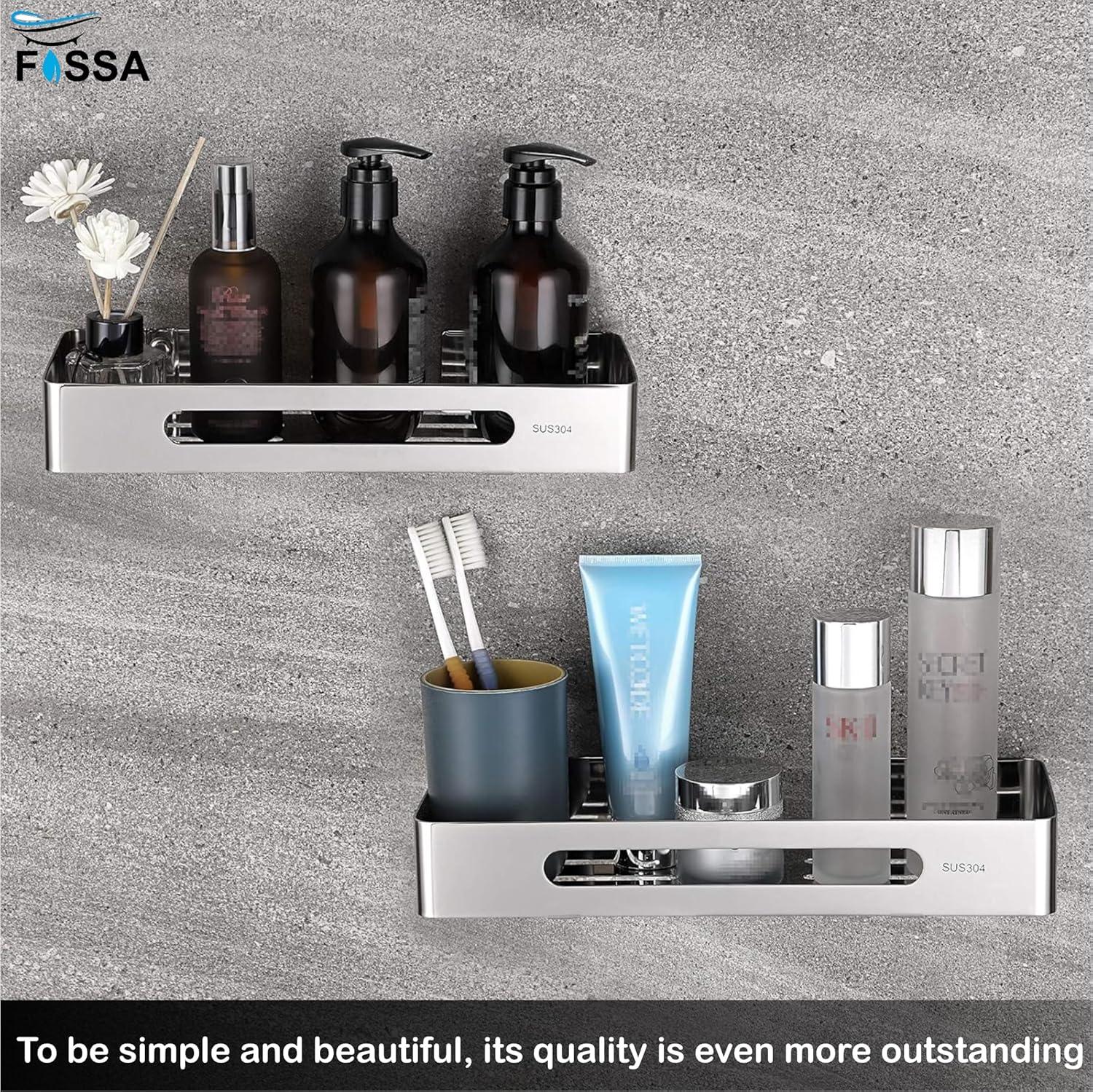FOSSA Premium Stainless Steel Bathroom Shelf/Kitchen Shelf/Bathroom Shelf and Rack/Wall Storage Shelf/Bathroom Accessories (Silver) 2 Set - Fossa Home