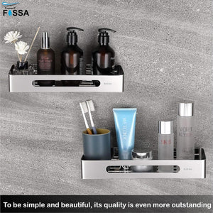 FOSSA Premium Stainless Steel Bathroom Shelf/Kitchen Shelf/Bathroom Shelf and Rack/Wall Storage Shelf/Bathroom Accessories (Silver) 2 Set - Fossa Home