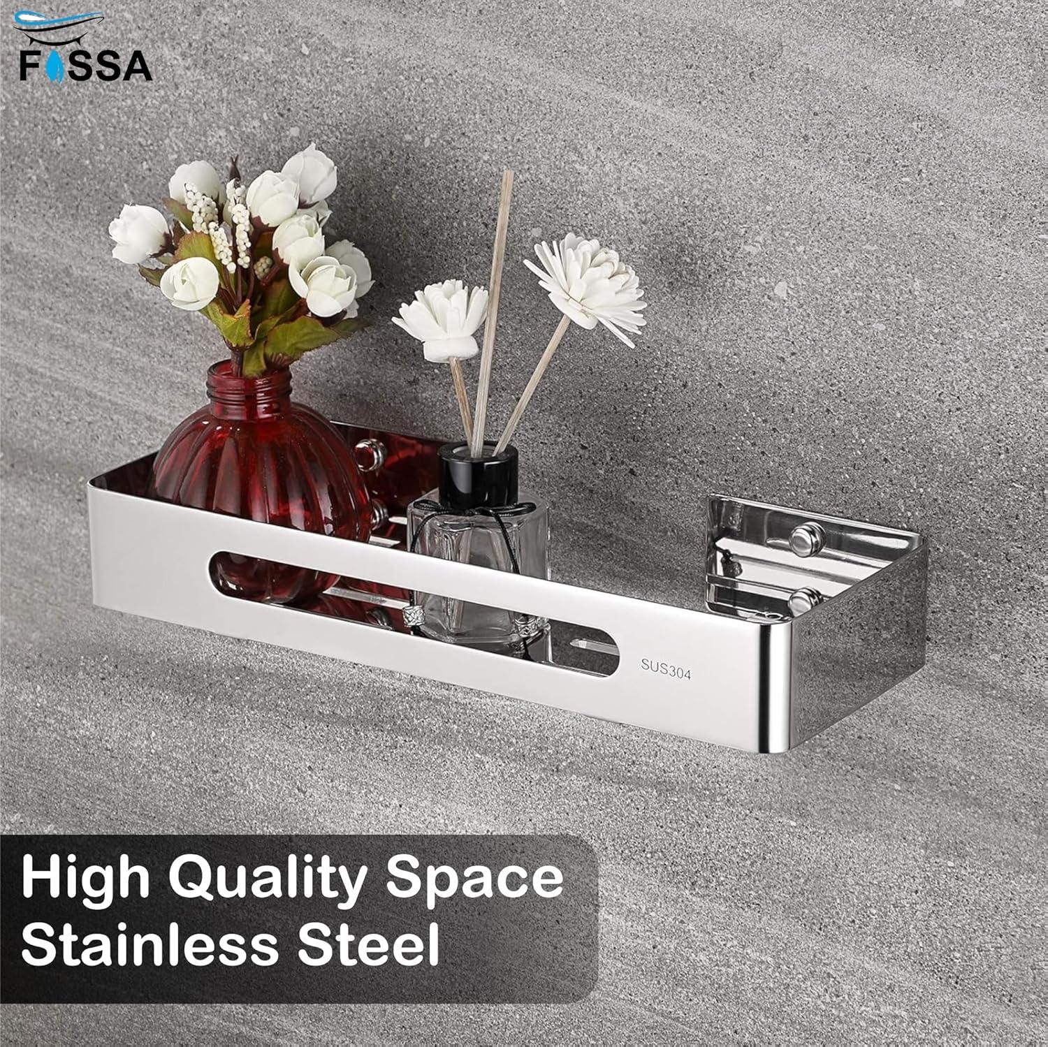 FOSSA Premium Stainless Steel Bathroom Shelf/Kitchen Shelf/Bathroom Shelf and Rack/Wall Storage Shelf/Bathroom Accessories (Silver) 3Pc Set - Fossa Home