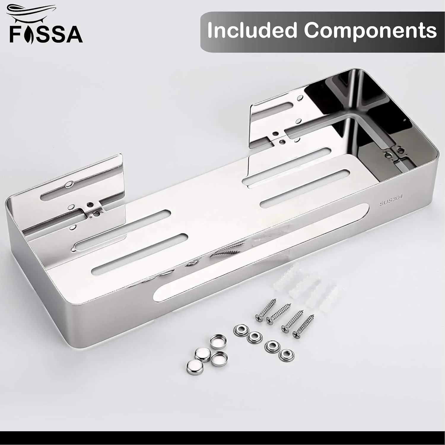 FOSSA Premium Stainless Steel Bathroom Shelf/Kitchen Shelf/Bathroom Shelf and Rack/Wall Storage Shelf/Bathroom Accessories (Silver) - Fossa Home