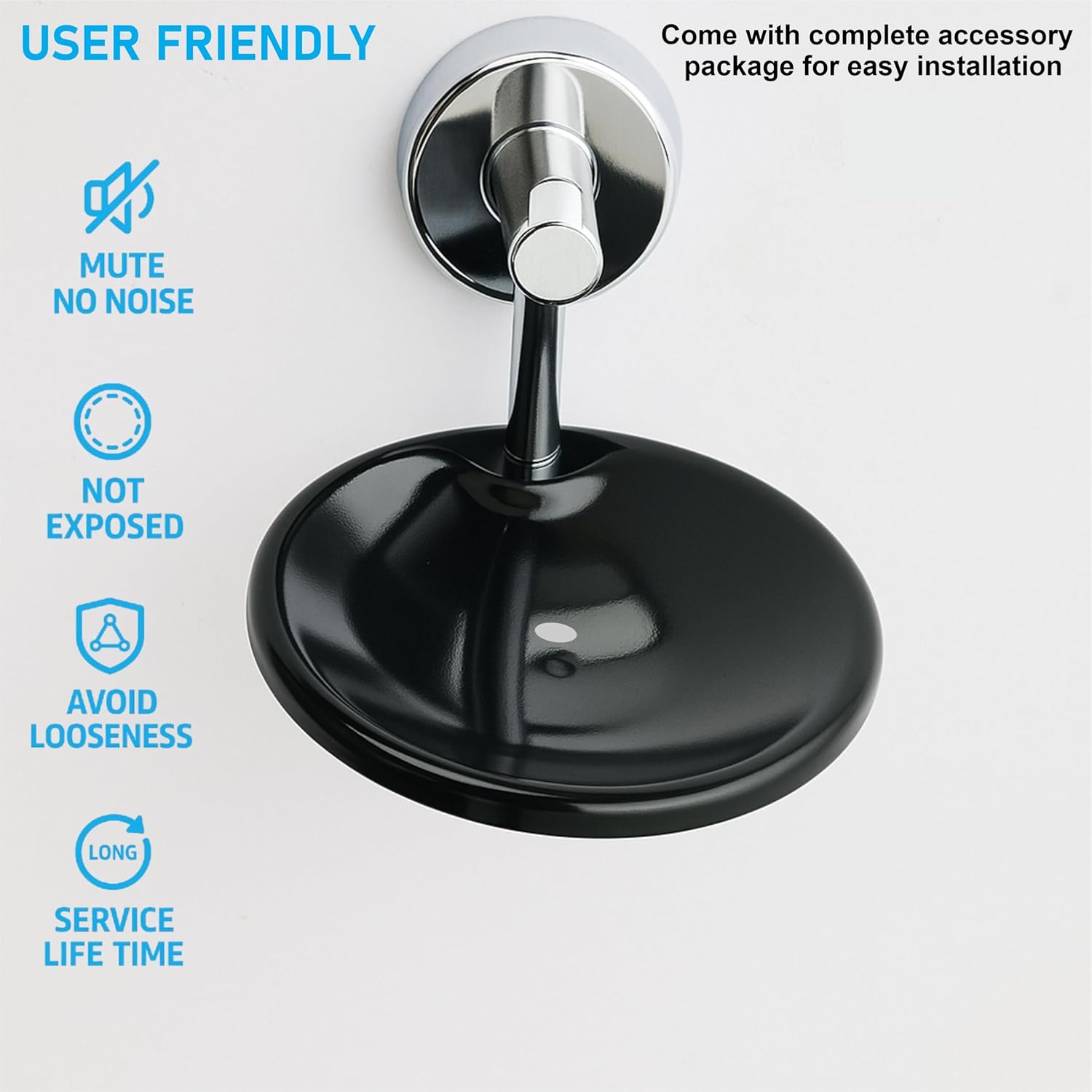 Fossa Rainbow Stainless Steel Round Soap Holder for Bathroom, Soap Stand, Bathroom Accessories Chrome Finish (Black+Chrome) - Fossa Home