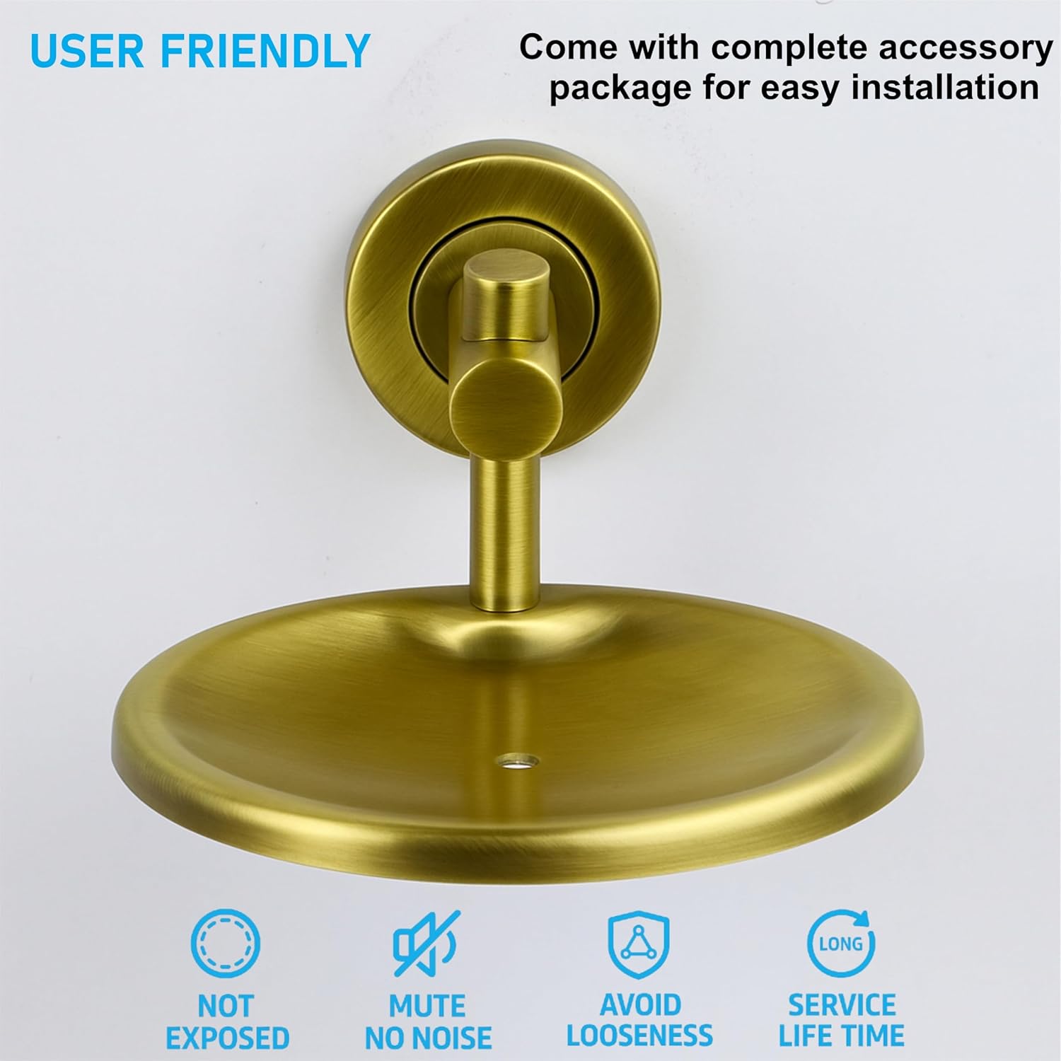 Fossa Rainbow Stainless Steel Round Soap Holder for Bathroom, Soap Stand, Bathroom Accessories Matte Finish (Gold) - Fossa Home