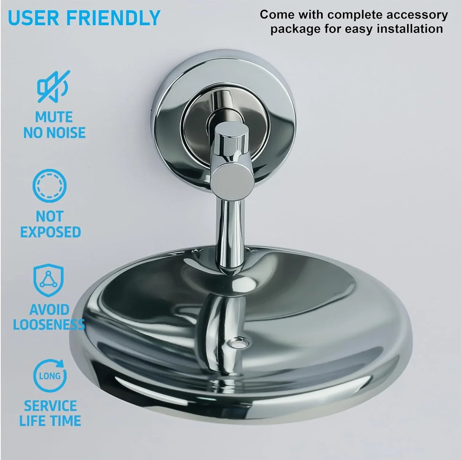 Fossa Rainbow Stainless Steel Round Soap Holder for Bathroom, Soap Stand, Bathroom Accessories Matte Finish (Silver) - Fossa Home