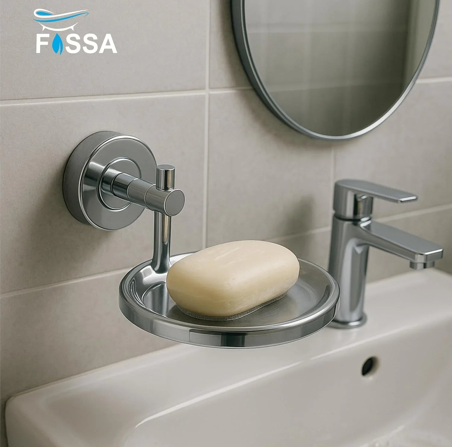 Fossa Rainbow Stainless Steel Round Soap Holder for Bathroom, Soap Stand, Bathroom Accessories Matte Finish (Silver) - Fossa Home