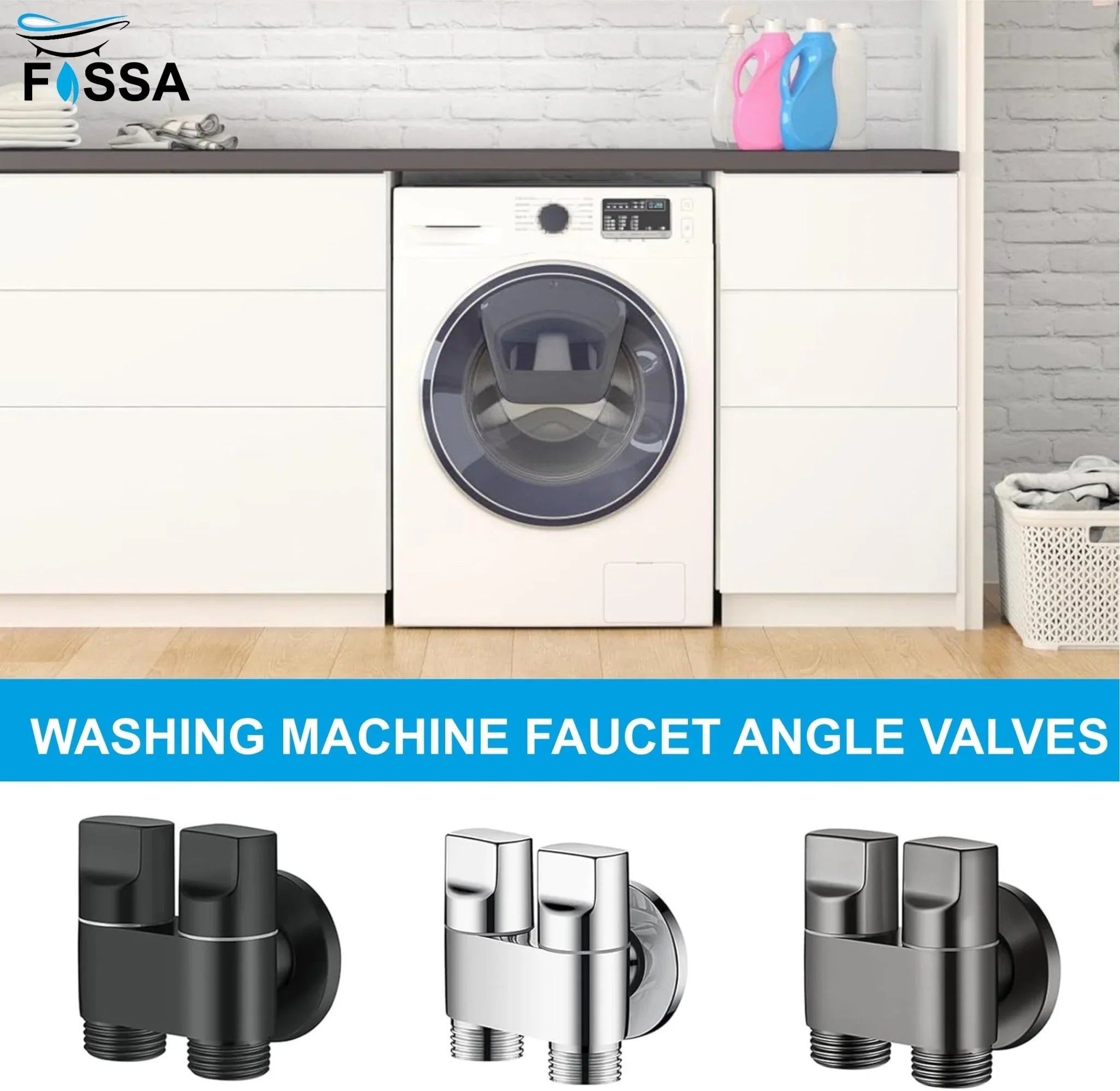 Fossa Shower Diverter Valve,Two Outlets Dual Control Washing Machine Tap Triangular Adapter Valve Spare Parts for Toilet, Bidet, Shower, Sink, (Black) - Fossa Home