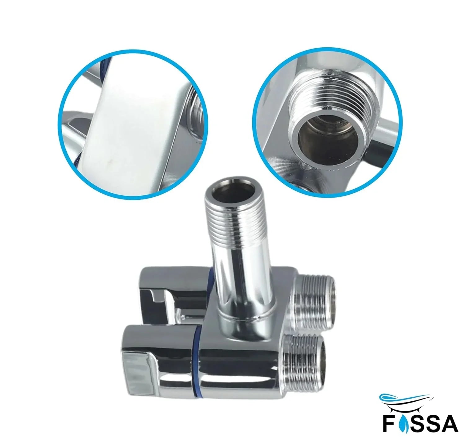 Fossa Shower Diverter Valve,Two Outlets Dual Control Washing Machine Tap Triangular Adapter Valve Spare Parts for Toilet, Bidet, Shower, Sink, (Chrome Finish) Silver - Fossa Home