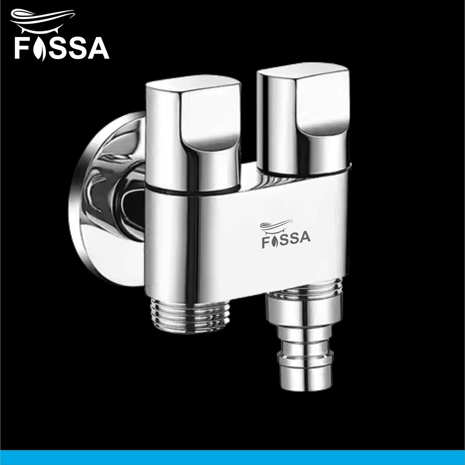Fossa Shower Diverter Valve,Two Outlets Dual Control Washing Machine Tap Triangular Adapter Valve Spare Parts for Toilet, Bidet, Shower, Sink, (Chrome Finish) with Nozzle - Fossa Home