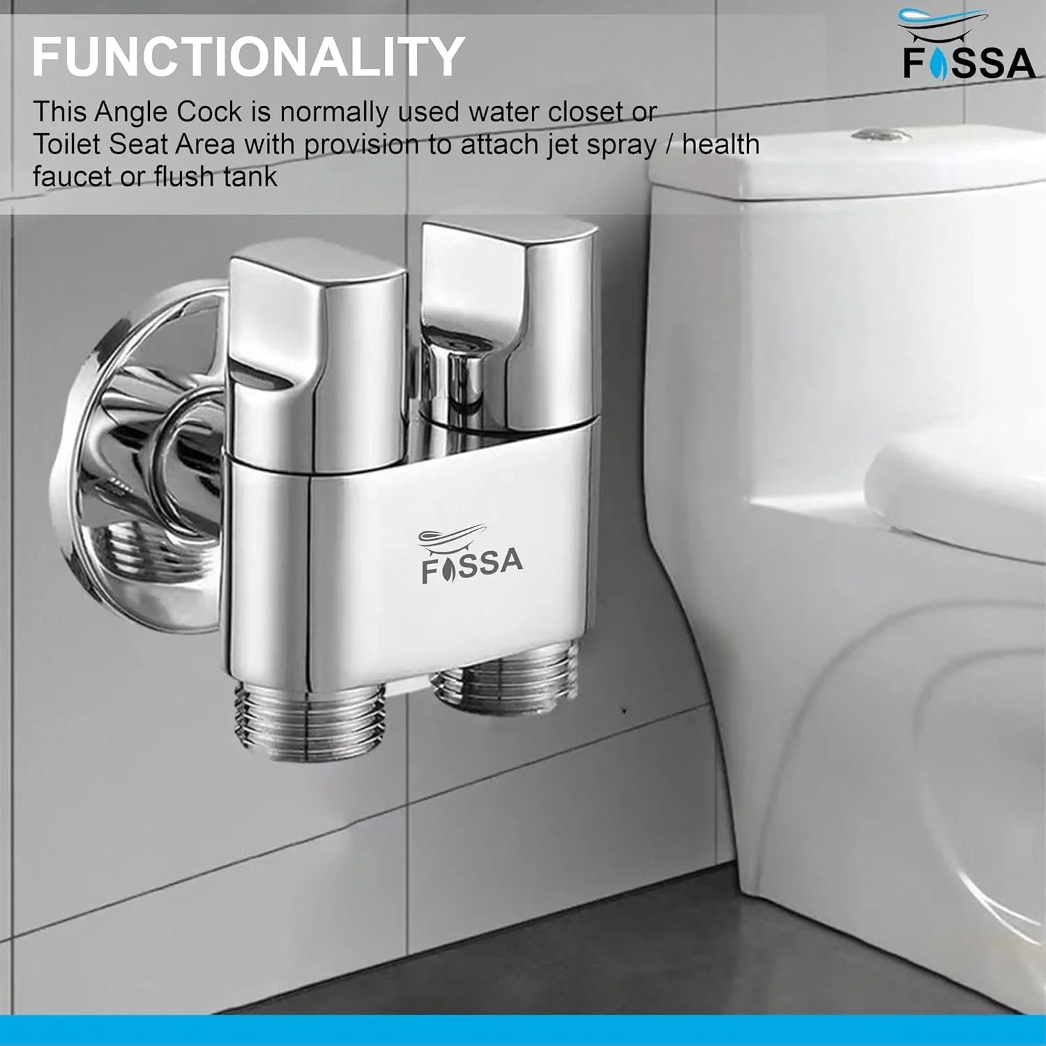 Fossa Shower Diverter Valve,Two Outlets Dual Control Washing Machine Tap Triangular Adapter Valve Spare Parts for Toilet, Bidet, Shower, Sink, (Chrome Finish) with Nozzle - Fossa Home
