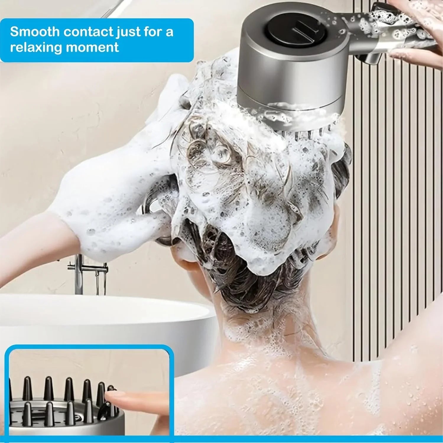 Fossa Snow Shower Head with Filter, High Pressure Shower Head Water Saving, Massage Hand Shower with 3+1 Jet Types, Rain Shower Head with Stop Function, with 1.5 Meter Stainless Steel Hose Pipe, Hook - Fossa Home
