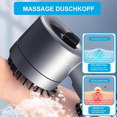 Fossa Snow Shower Head with Filter, High Pressure Shower Head Water Saving, Massage Hand Shower with 3+1 Jet Types, Rain Shower Head with Stop Function, with 1.5 Meter Stainless Steel Hose Pipe, Hook - Fossa Home