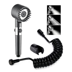 Fossa Snow Shower Head with Filter, High Pressure Shower Head Water Saving, Massage Hand Shower with 3+1 Jet Types, Rain Shower Head with Stop Function, with 1.5 Meter Stainless Steel Hose Pipe, Hook
