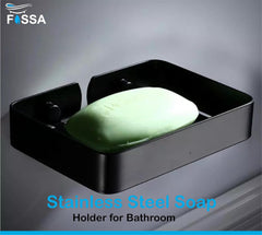 Fossa Soap Dish Premium Stainless Steel Wall Mounted Soap Holder for Bathroom, Soap Stand, Bathroom Accessories Matte Finish (Black) (Pack of 1) - Fossa Home