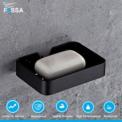 Fossa Soap Dish Premium Stainless Steel Wall Mounted Soap Holder for Bathroom, Soap Stand, Bathroom Accessories Matte Finish (Black) (Pack of 1) - Fossa Home
