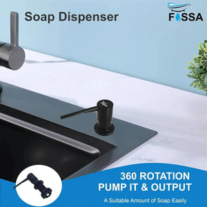 Fossa Soap Dispenser for Kitchen Sink ABS Plastic Built in Sink Soap Dispenser with Refillable Bottle 300ml Capacity Brushed Nickel (Black) - Fossa Home