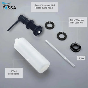 Fossa Soap Dispenser for Kitchen Sink ABS Plastic Built in Sink Soap Dispenser with Refillable Bottle 300ml Capacity Brushed Nickel (Black) - Fossa Home