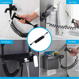 Fossa Spring Flexible Shower Hose, 1 Meter Plastic Telescopic Shower Hose for Water Plumbing Toilet Bathroom Spiral Flexible Shower (Black) - Fossa Home