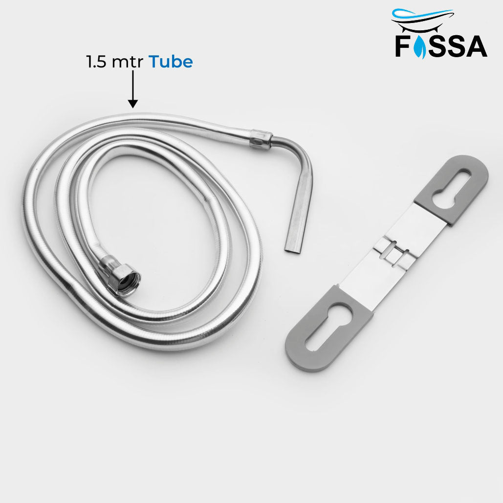 Fossa Stainless Steel Multi Jet Spray with Heavy PVC Hose Pipe 1.5 Mtr for Toilet | Built - in Installation Type Toilet Seat/Commode Spray - Rust - Free, Durable - Fossa Home