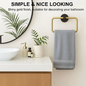 Fossa Stainless Steel Square Towel Ring for Bathroom, Napkin Holder for Wash Basin, Napkin Holder Chrome Finish (Black+Gold) - Fossa Home