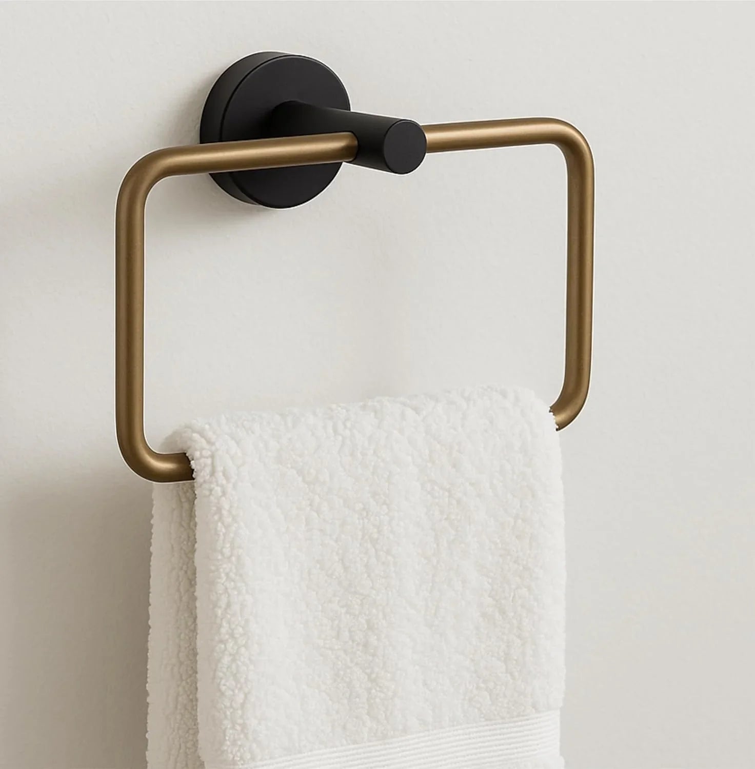 Fossa Stainless Steel Square Towel Ring for Bathroom, Napkin Holder for Wash Basin, Napkin Holder Chrome Finish (Black+Gold) - Fossa Home