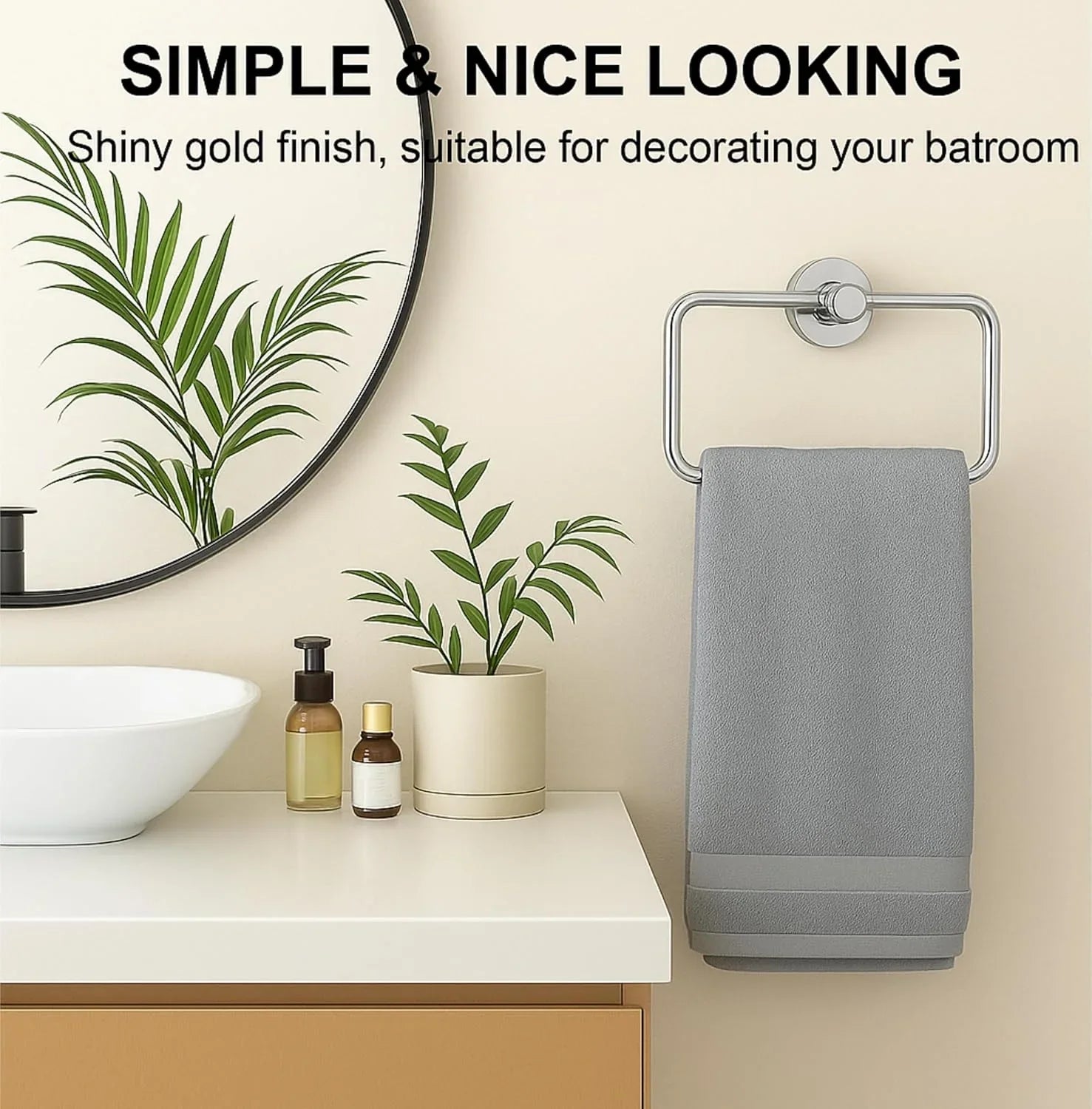 Fossa Stainless Steel Square Towel Ring for Bathroom, Napkin Holder for Wash Basin, Napkin Holder Chrome Finish (Silver) - Fossa Home