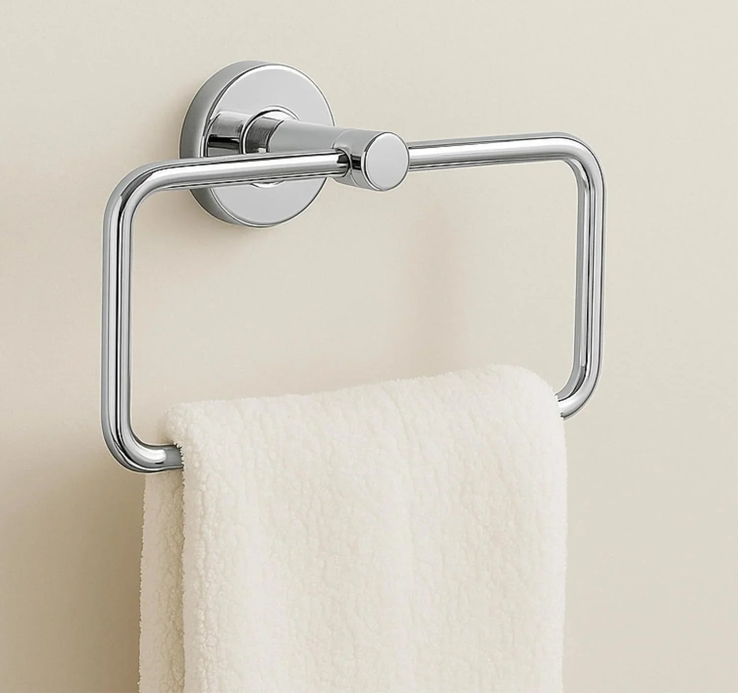 Fossa Stainless Steel Square Towel Ring for Bathroom, Napkin Holder for Wash Basin, Napkin Holder Chrome Finish (Silver) - Fossa Home