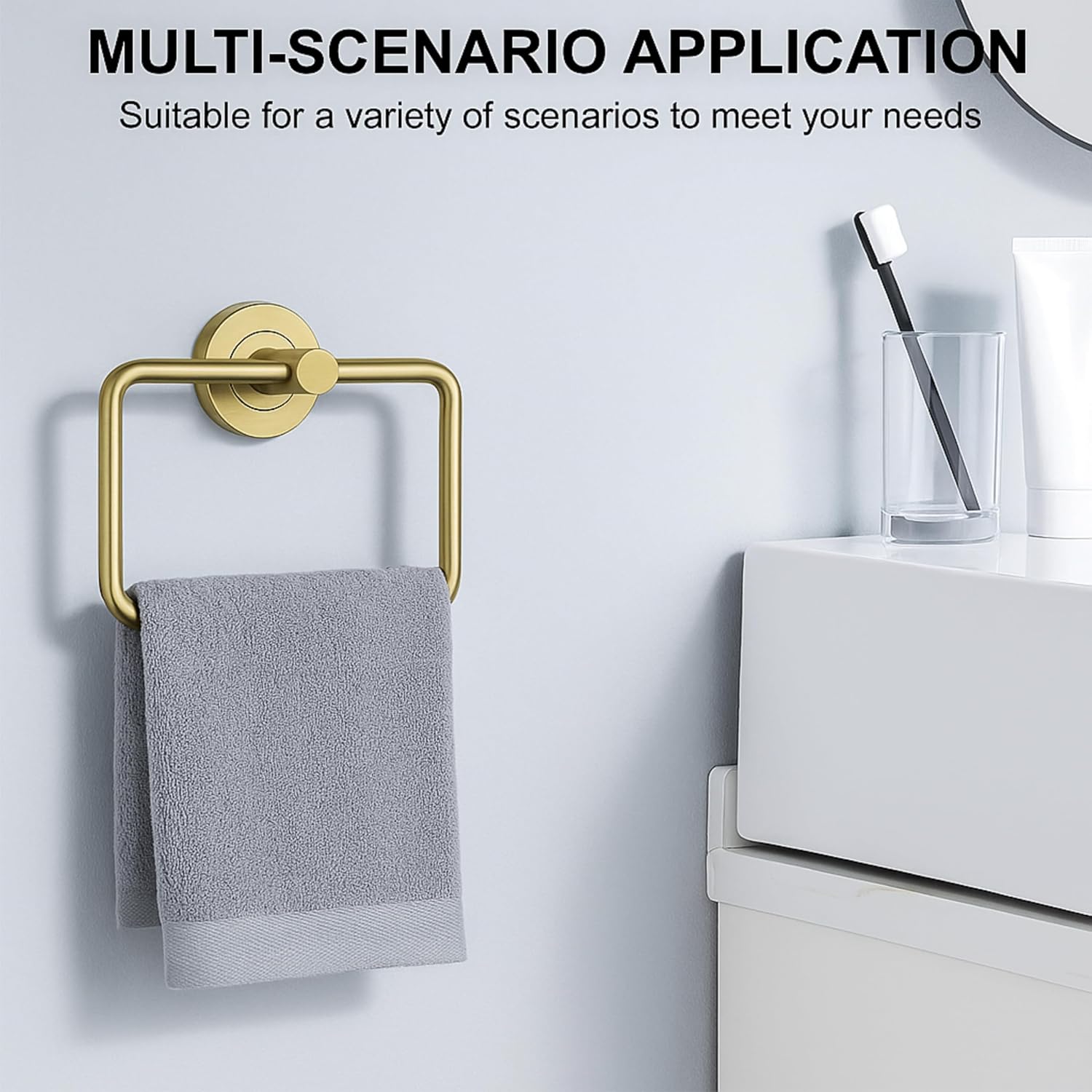 Fossa Stainless Steel Square Towel Ring for Bathroom, Napkin Holder for Wash Basin, Napkin Holder Matte Finish (Gold) - Fossa Home