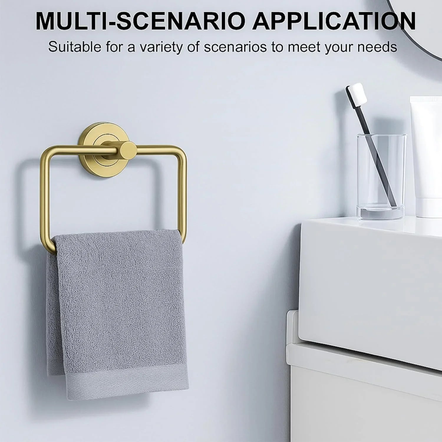 Fossa Stainless Steel Square Towel Ring for Bathroom, Napkin Holder for Wash Basin, Napkin Holder Matte Finish (Gold) - Fossa Home