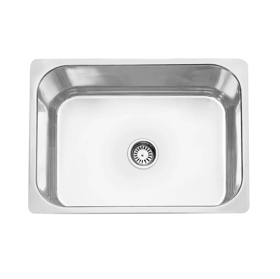 Fossa 24"X18"X09" Single Bowl Stainless Steel Kitchen Sink With SS square Coupling Glossy Finish Fossa Home