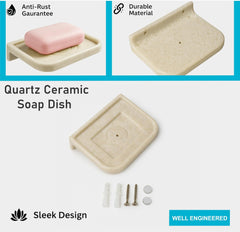 Fossa Classic Ceramic Soap Dish for Bathroom & Kitchen Wall Mounted Soap Dish Holder with Anti-Rust Coating, Anti-Slip Grip, Bathroom Soap Holder, Kitchen Soap Dish, Soap Stand (Ivory) - Fossa Home 
