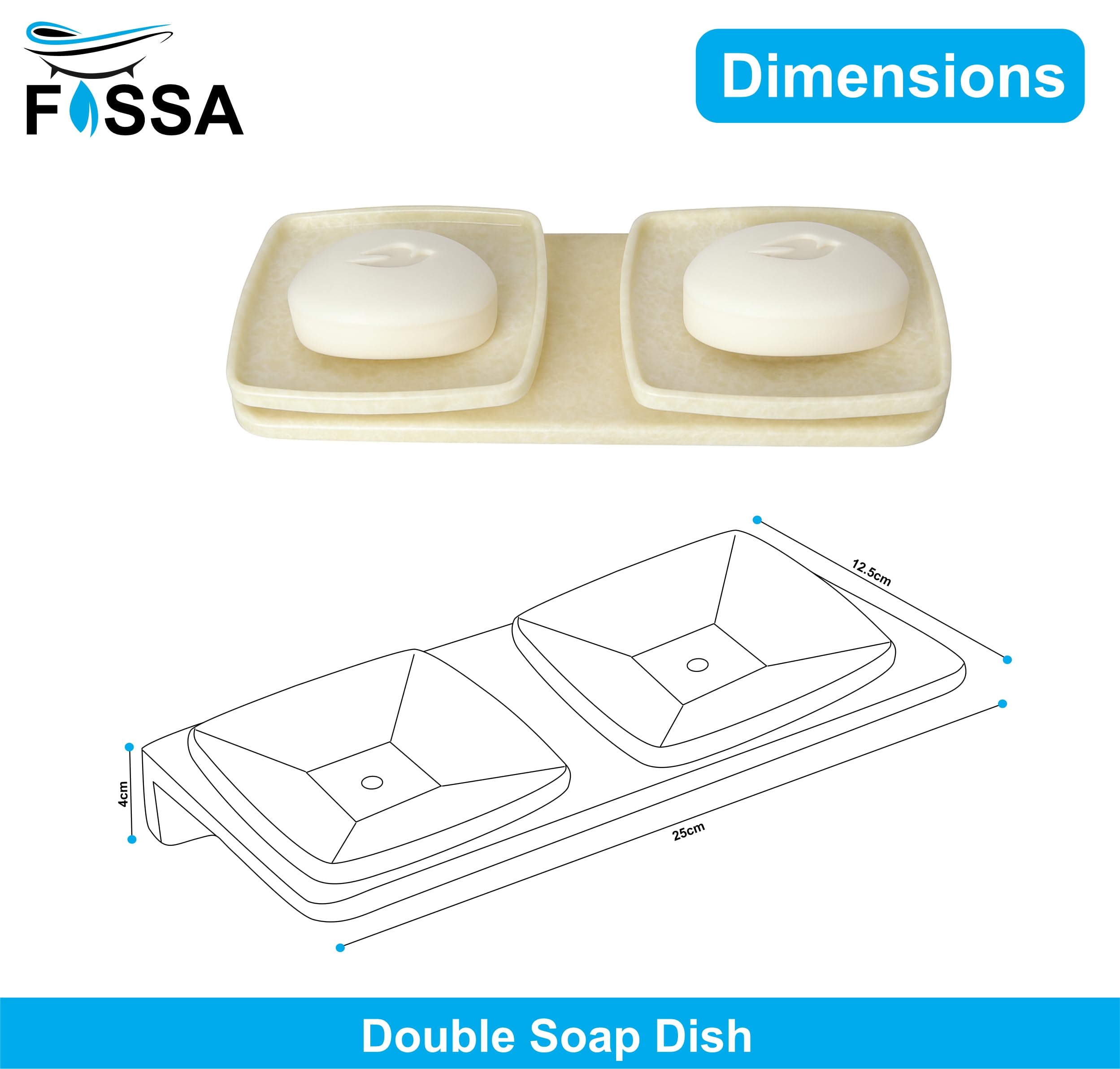Fossa Classic Ceramic Unbreakable Wall Mounted Double Soap Dish for Bathroom – Soap Holder with Self-Drain, Rust-Proof & Space-Saving Design | Modern Bathroom Accessories – Ivory (Glossy Finish) - Fossa Home 