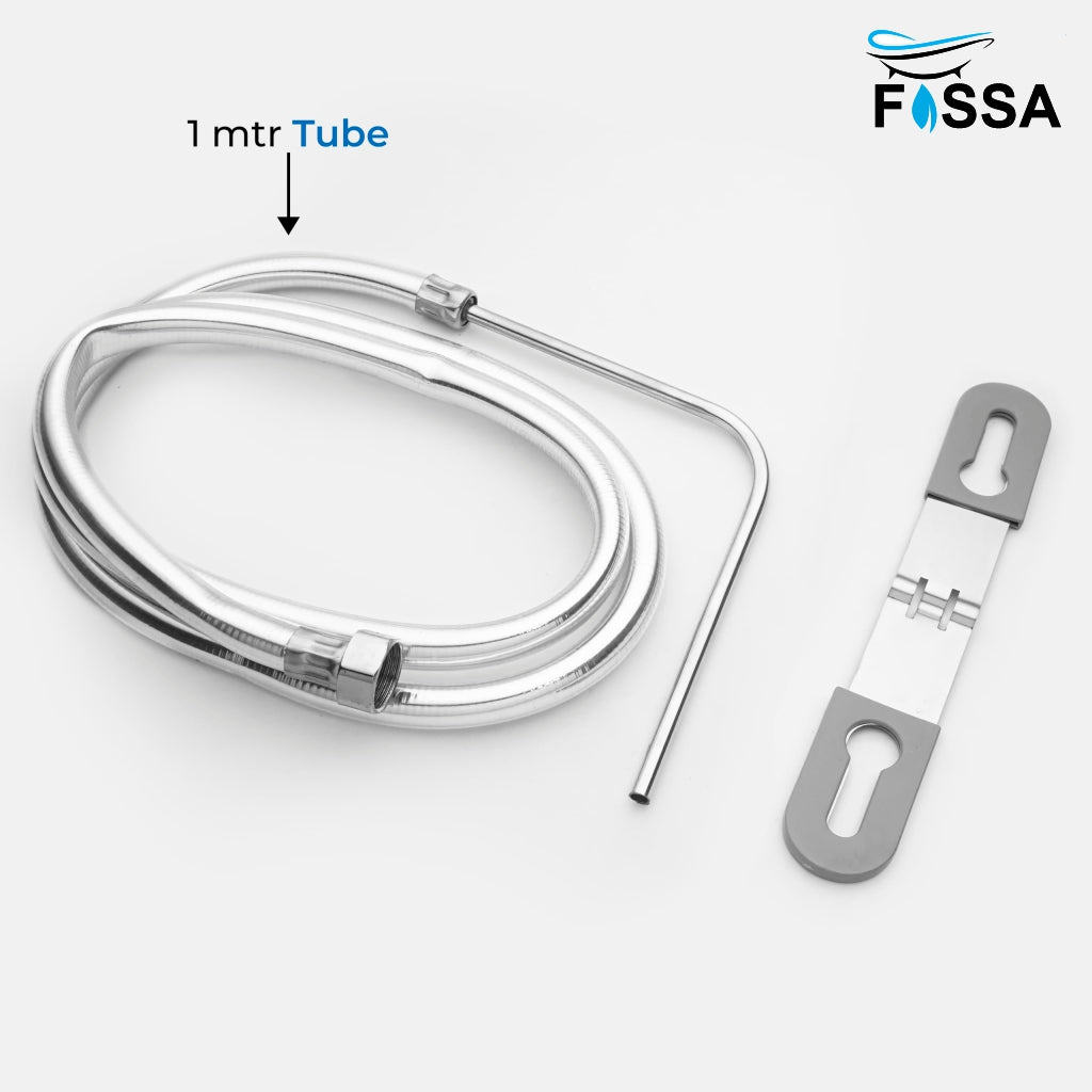 Fossa Stainless Steel Straight Jet Spray with Heavy PVC Hose Pipe 1.5 Mtr for Toilet | Built-in Installation Type Toilet Seat/Commode Spray - Rust-Free, Durable