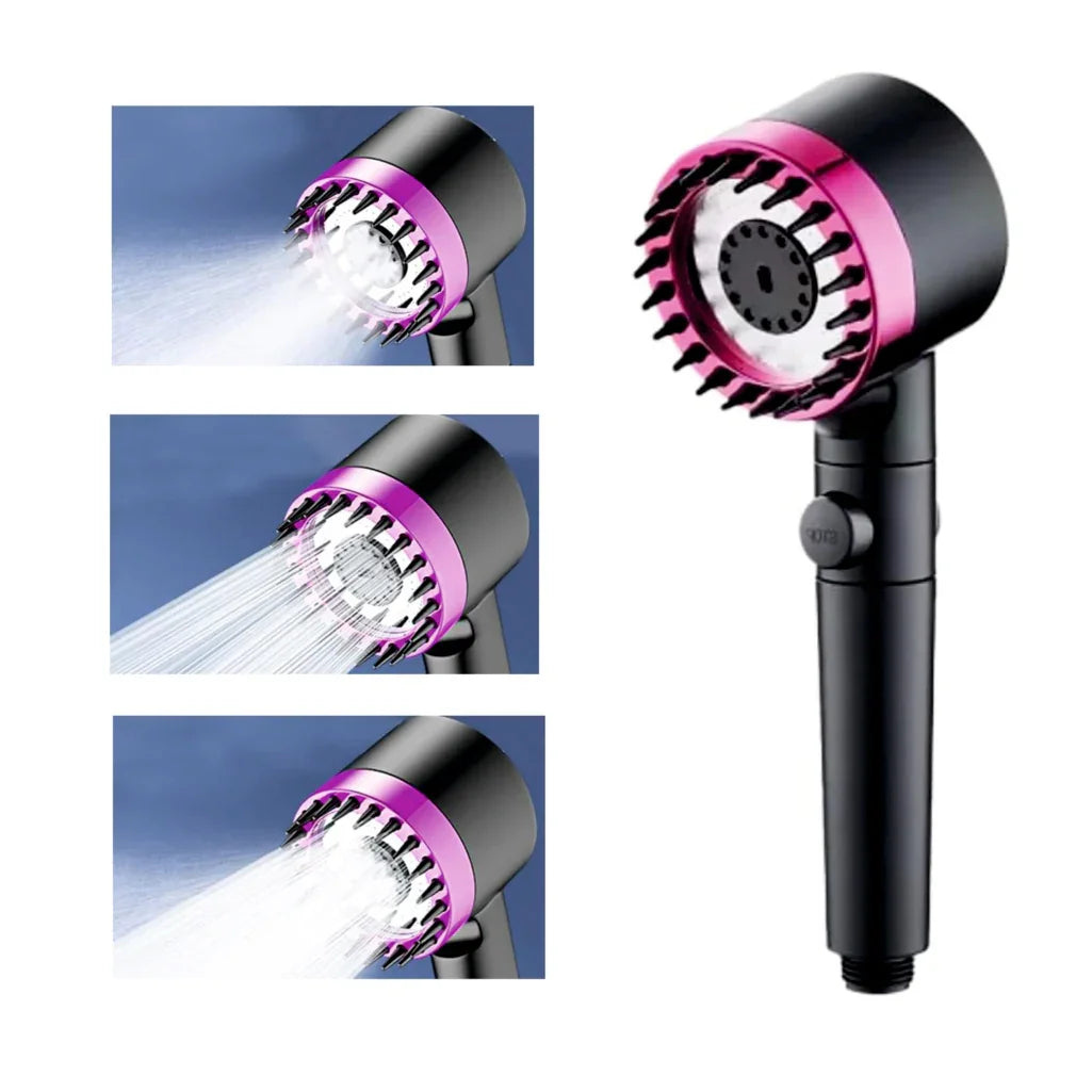 Fossa Snow Shower Head with Filter, High Pressure Shower Head Water Saving, Massage Hand Shower with 3+1 Jet Types, Rain Shower Head with Stop Function (Pink) - Fossa Home 