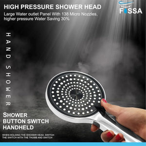 Fossa Gloria Hand Shower Set – High Pressure Shower & 2 Spray Modes | ABS Body, Chrome Finish (Hand 