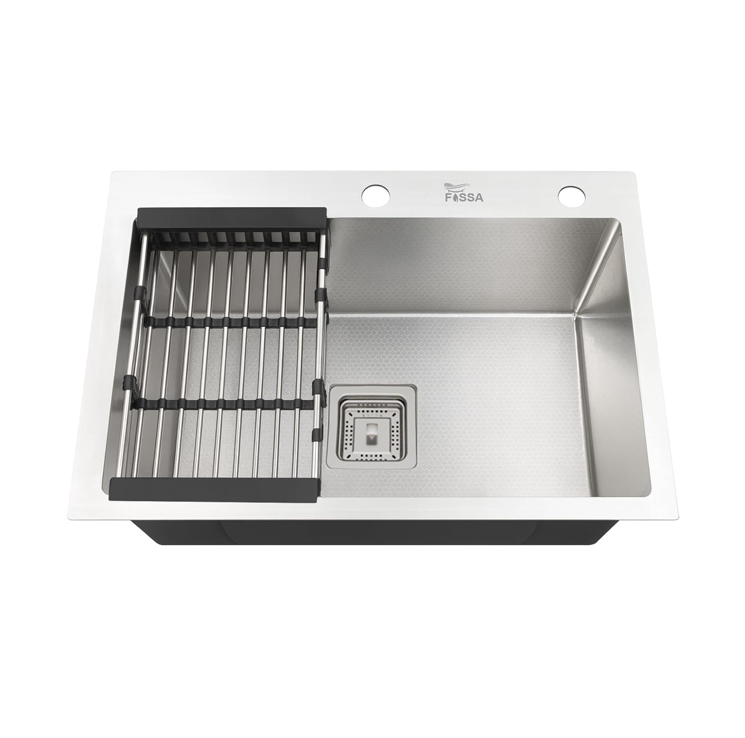 Honeycomb Embossed (24"x18"x09" ) Inch Single Bowl With Tap Hole Silver Kitchen Sink with Nano Coating