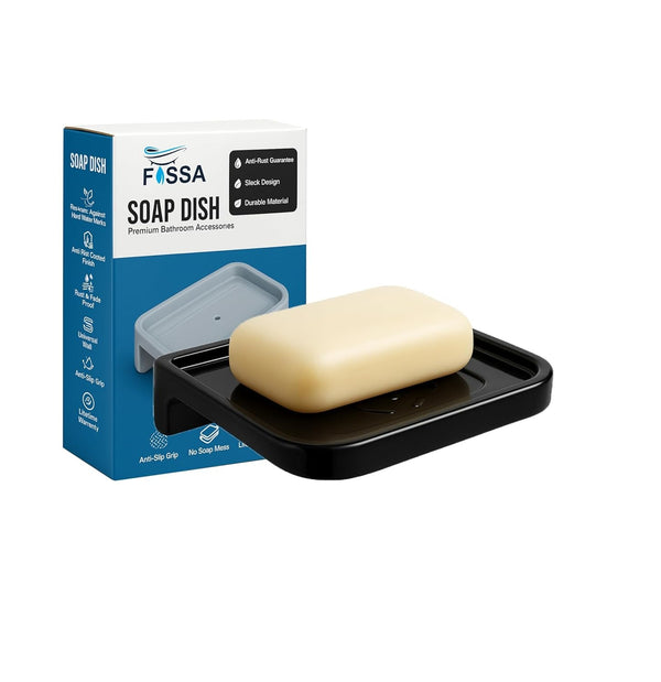 Balck Soap Dish Unbreakable Abs Square Ceramic Finish (RB-118) - Fossa Home 