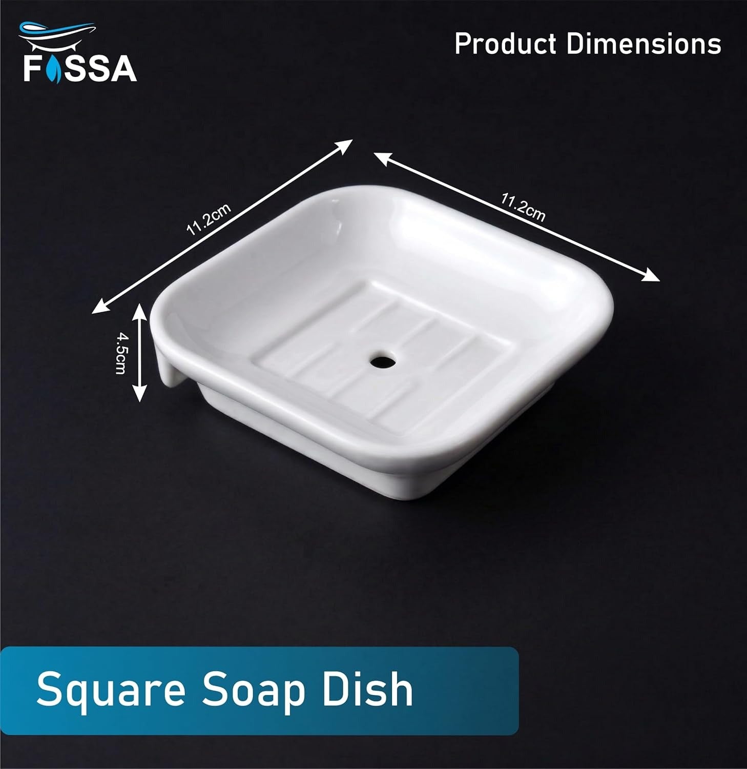White Soap Dish Unbreakable ABS Square Ceramic Finish (RW-111)