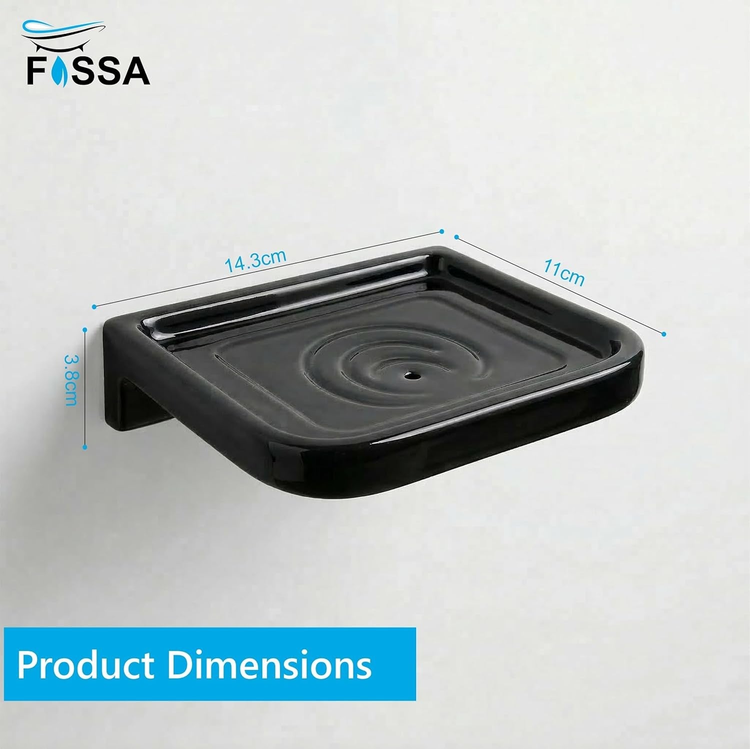 Balck Soap Dish Unbreakable Abs Square Ceramic Finish (RB-118) - Fossa Home 